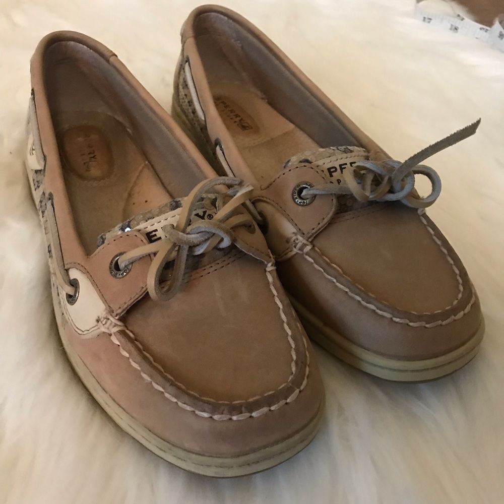 Sperry Top-Sider Tan Boat Shoes Sequin Leopard - Picture 3 of 8